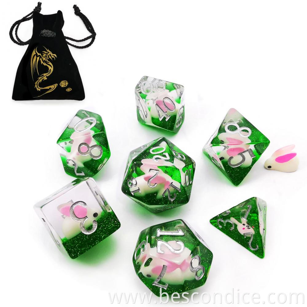 Big 7pcs Rabbit Translucent Polyhedral D D Dice Set 1